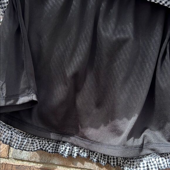 She + Sky Classic Black and White Gingham Drawstring Short Elastic Waist Skirt M - Picture 6 of 16